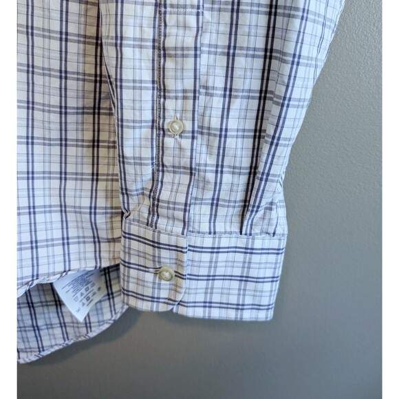 Lands' End Mens Size Large Lightweight Shirt Mens Blue Stripe Top Button Up 16 - Picture 2 of 5